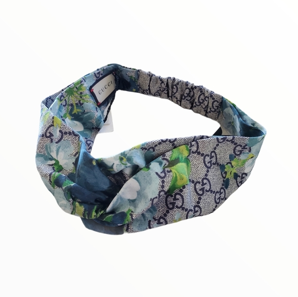 GUCCI SILK MONOGRAM BLOOMS PRINT HEADBAND - Picture 4 of 9